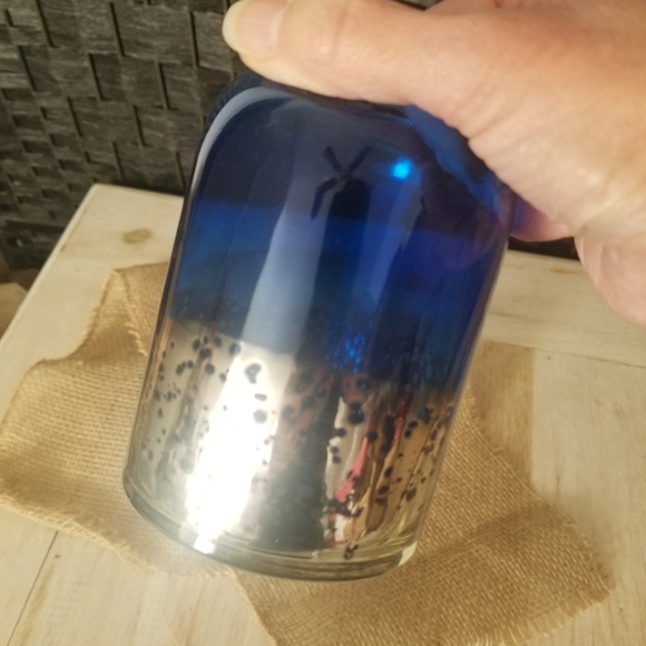 Cobalt blue/ silver mercury glass tealight holder - Picture 9 of 9